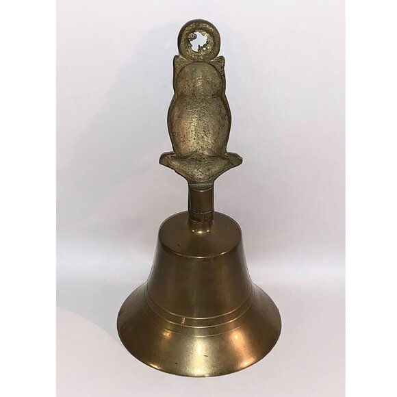 Vintage Owl Brass Dinner Bell (6" tall) - Picture 2 of 5